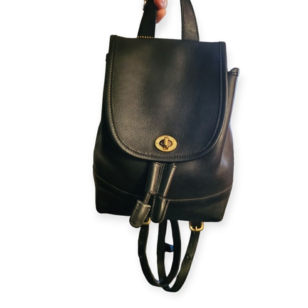 Coach Vintage Black Leather Daypack (Style No. 9960)